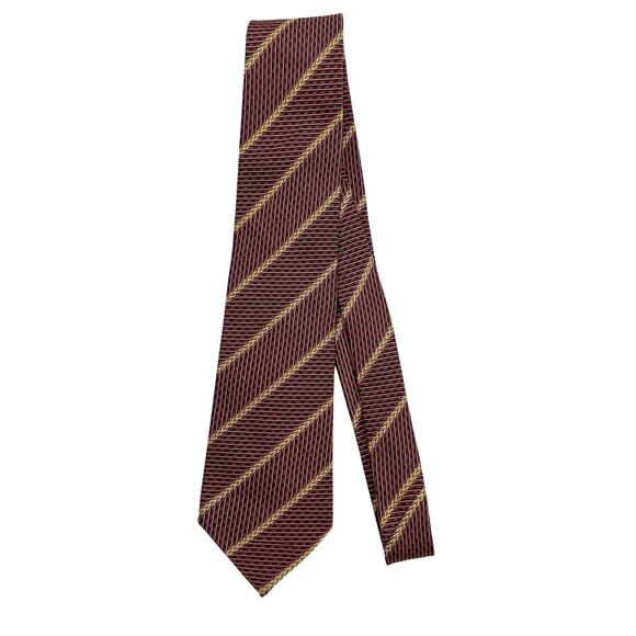 Metropolitan Museum of Art red navy gold striped Tie 100% silk made in Italy - Picture 2 of 3